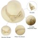 thumbnail image 5 of Sombrero de paja ajustable con lazo rizado de verano para mujer - Beige, 5 of 5