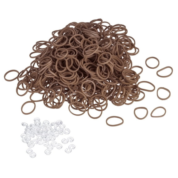 Uxcell Rubber Band, Rubber Elastic Band with Clips for Home Office Brown 600Pcs
