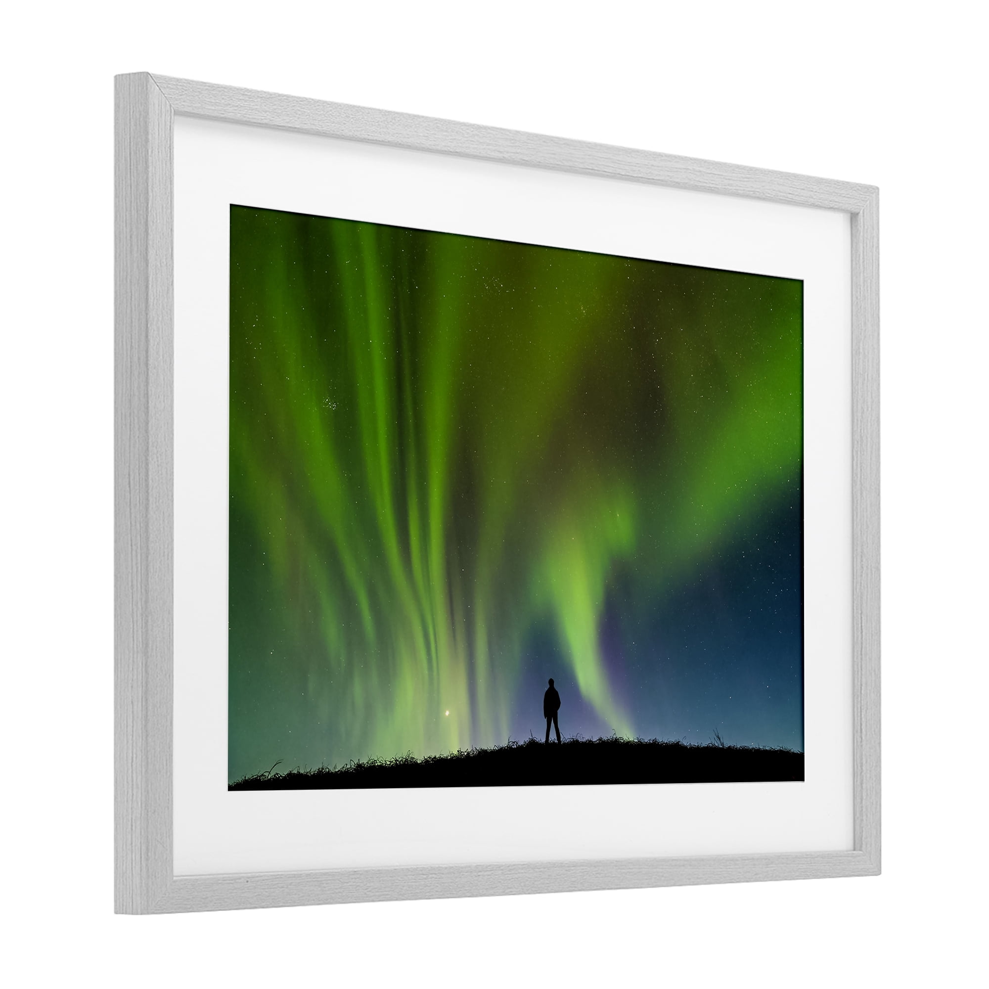 Stupell Industries Envelop Northern Lights Silhouette Gray Framed Print Under Glass, design by Shelley Carlisle