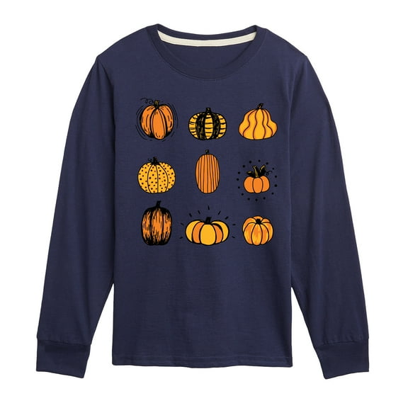Instant Message - Fall Pumpkin Mania - Toddler & Youth Long Sleeve Graphic T-Shirt