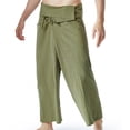 thumbnail image 6 of JUUYY Men's Thai Fisherman Pants AdjustableStylish for Yoga Meditation Dance Martial Arts More Wide Leg Pants Loose Fit Pants Army Green Free Size, 6 of 6