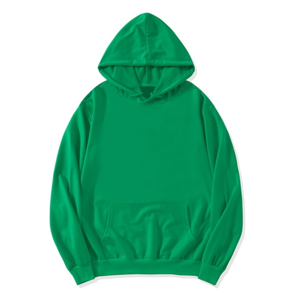 Sudadera con capucha para hombre, manga larga, con cordón sólido y bolsillo Verde M