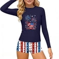 thumbnail image 2 of Odeerbi 3-14 Años Niñas 2 Piezas de Manga Larga Rash Guard Conjunto Día de La Independencia Upf 50 + Traje de Baño de Surf Seco Rápido Con Pantalones Cortos, 2 of 8