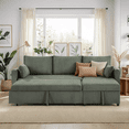 thumbnail image 5 of Leumius L Shaped Corduroy Sectional Sofa, 3 Seater Convertible Sofa Bed with Pull Out Bed & Storage Chaise, Sleeper Sofa Couch Bed for Small Living Room, Apartment, Office,Olive Drab, 5 of 13