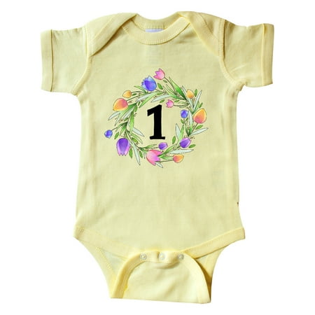 

Inktastic 1st Birthday Tulip Flower Wreath Gift Baby Boy or Baby Girl Bodysuit