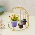 thumbnail image 4 of Tauxra Wrought Iron Single Tier Dessert Stand Cake Tray for Kitchen Counter Gold Birdcage Display Snack Rack Tabletop Organizer, 4 of 6