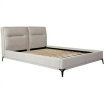 Diamond Sofa LEANDROSDQUBED Leandro Low Profile Bed with Black Metal Leg, Clarkson Sand Fabric - Queen Size
