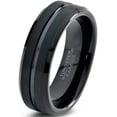 thumbnail image 1 of Charming Jewelers Tungsten Wedding Band Ring 4mm for Men Women Comfort Fit Black Beveled Edge Polished Brushed Lifetime Guarantee Size 11, 1 of 4