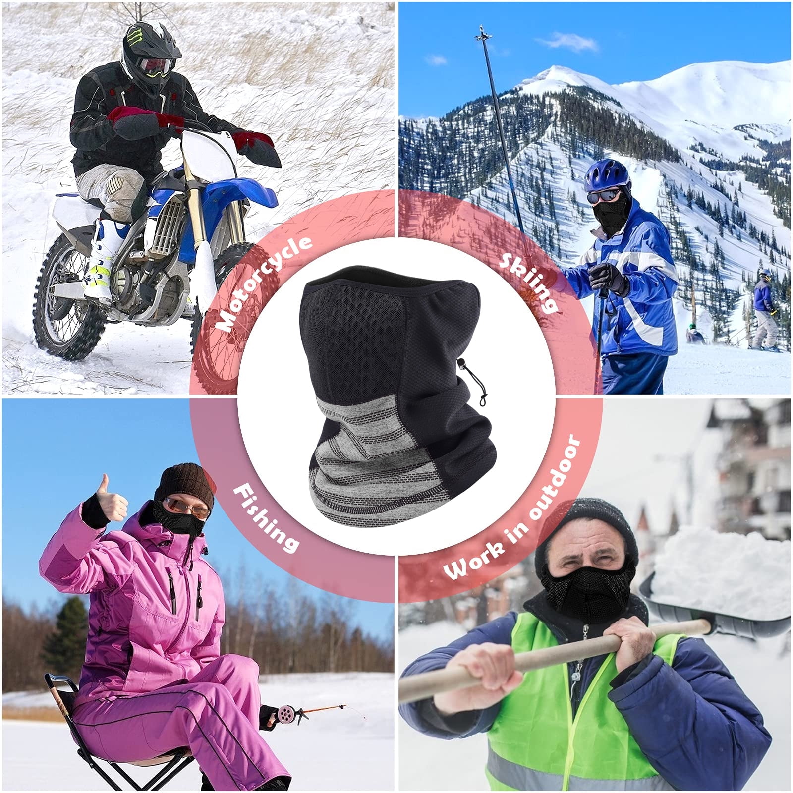 3 Pack Face Thermal Mask for Men Women Balaclava Cold Weather Masks Light Gray