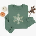 thumbnail image 4 of SYMOID Womens Christmas Glitter Snowflake Oversized Crewneck Sweatshirt, Green, 100% Cotton Long Sleeve Festive Pullover,Size M, 4 of 6