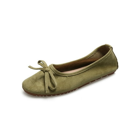 

SIMANLAN Womens Loafers Comfort Flat Shoes Slip On Ballet Flats Women Cozy Dress Shoe Ladies Bowknot Green 7.5