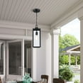 thumbnail image 3 of Matte Black Outdoor Lighting Hanging Lantern Pendant Light with Clear Glass for Porch, Balcony, Patio, House, 3 of 10