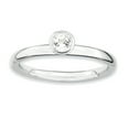 thumbnail image 1 of Sterling Silver Stackable Expressions High 4mm Round White Topaz Ring Size 7, 1 of 3
