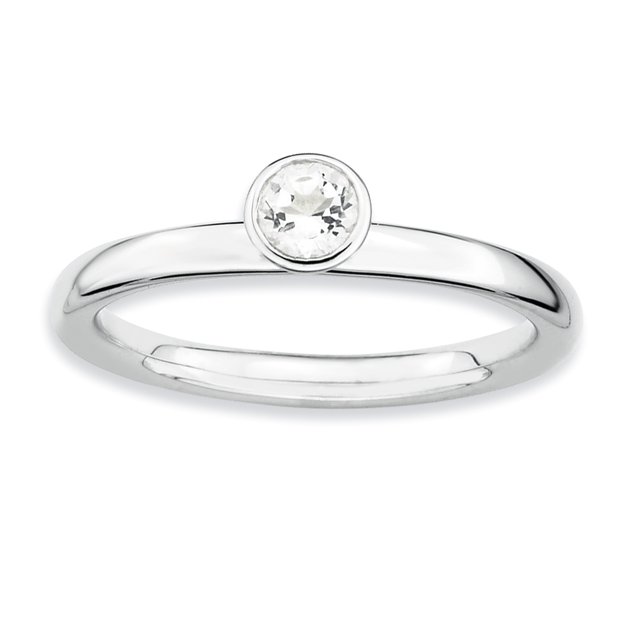 Sterling Silver Stackable Expressions High 4mm Round White Topaz Ring Size 7