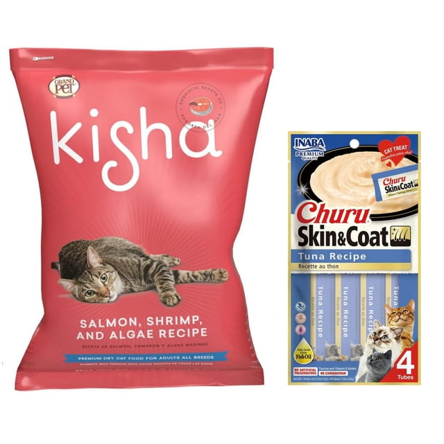 GrandPet Kisha Adulto 1.5 kg + Churu Skin & Coat Atún Snack 4 tubos de 14g