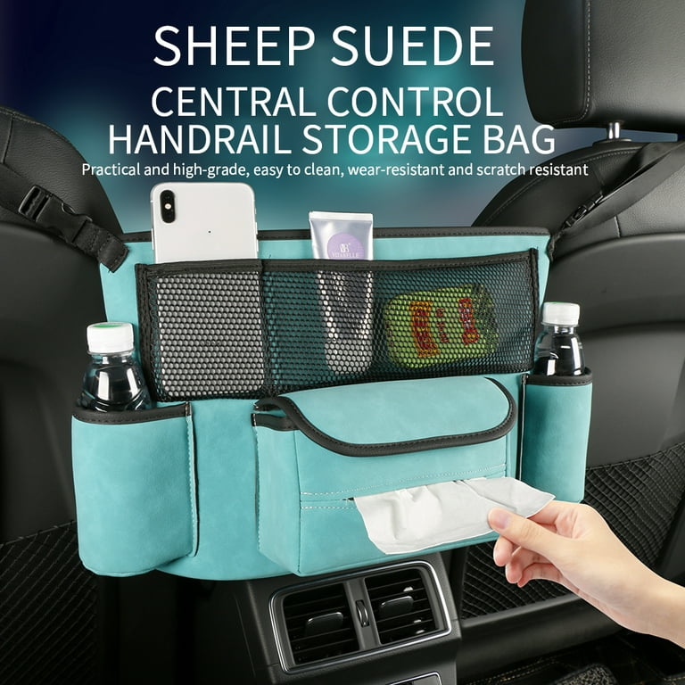 JEYODA Car Handbag Holder Between SEATS Suede Large Capacity Car Purse Holder Automotive Consoles & Organizers for Document Phone Storage Car
