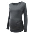 thumbnail image 2 of Hwmodou Pregnant T-Shirts Women Women's Maternity Ruched Tunic Tops Mama Clothes T-shirt Long Sleeve Scoop Neck Soft Warm T-Shirt Dailywear Pregnancy Clothes For Woman, 2 of 6