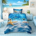 thumbnail image 2 of Manfei Underwater Starfish Seashell Pearl Twin Bedding for Kids Boys and Girls, Coastal Ocean Print Duvet Cover Set, Navy Reversible 2-Piece, 1 Duvet Cover and 1 Pillowcase, 2 of 7