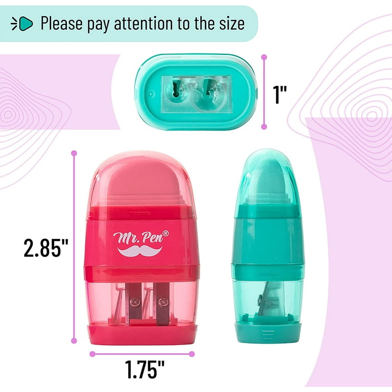 Pencil Sharpener Dual Hole Manual Green, Jumbo Crayon Sharpener with Cover  and Bin, Handheld Color Pencil Sharpeners for Large & Standard Pencils