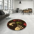 thumbnail image 4 of Ahgly Company Tapis Rond Lavable en Machine Intérieur Transitionnel Brun Selle, 7 Pieds Rond, 4 of 7
