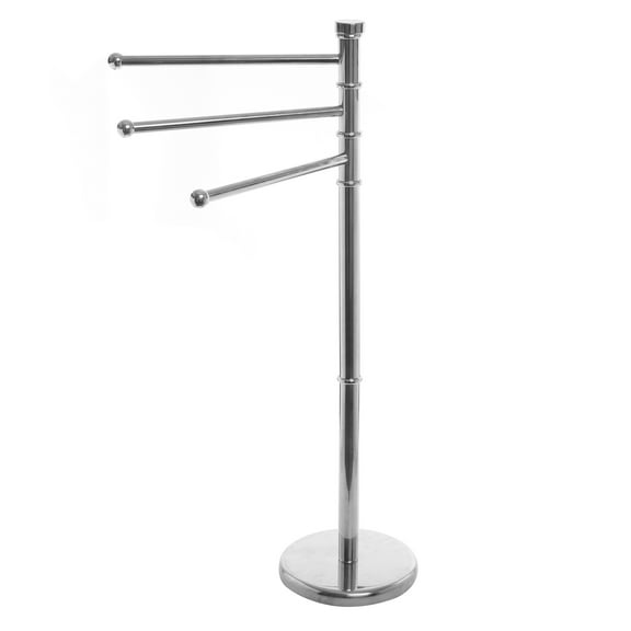 MyGift Freestanding Modern Metal 3 Swivel Arm Towel Holder Rack, Silver