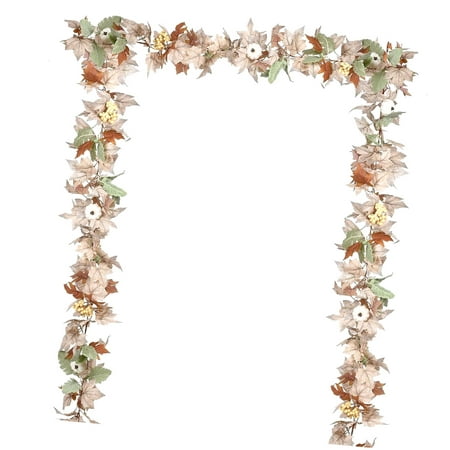 SKYSONIC 2 Pack Fall Maple Garland 5.9ft/Piece Artificial Fall Garland Autumn Decor for Wedding Party (White&Orange)