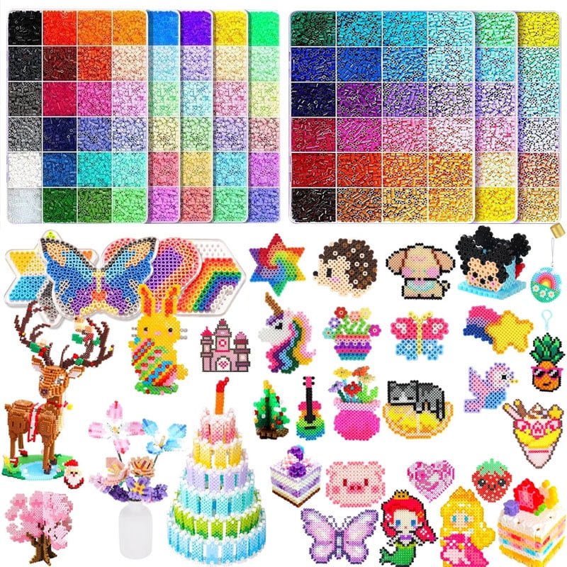Complete DIY Fuse Beads Craft Kit – 72 Colors, Perler Bead Pen, Deluxe Tool Set, 4000 Black and White Beads