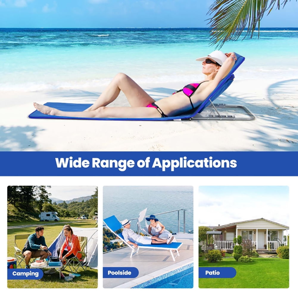 Aimee Lii 3 Pieces Beach Lounge Chair Mat Set 2 Adjustable Lounge Chairs with Table Stripe, Outdoor Patio Furniture, Blue Aimee Lii 3 Pieces Beach Lounge Chair Mat Set 2 Adjustable Lounge Chairs with Table Stripe, Outdoor Patio Furniture, Blue