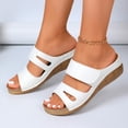 thumbnail image 4 of Dakaela Womens Wedge Sandals Leather Comfortable Dressy Slip on Slides Ladies Orthopedic Open Toe Casual Platform Walking Shoes with Arch Support Size 6-10 White, 4 of 8