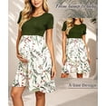 thumbnail image 2 of Women's Short Sleeve Maternity Dress Patchwork Pregnancy Clothes with Pockets, 2 of 5