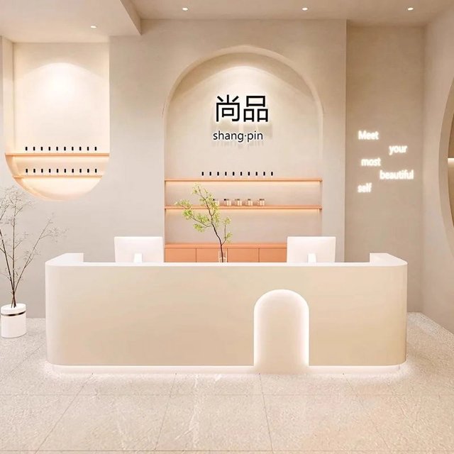 European Reception Desks Cashier Computer Service Shop Modern Front Desk Luxury Office Escrivaninha Para Quarto Luxury Furniture My Lux Decor Round