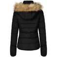 thumbnail image 2 of BodiLover, Women's, Winter Quilted Puffer Short Coat Jacket Plus Sizewith Removable Faux Fur Hood and Zipper, Black, 1X, 2 of 4