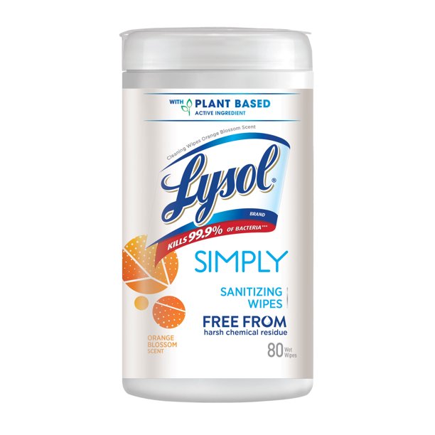Lysol Simply Daily Cleaning Disinfecting Wipes, 80ct, No Harsh