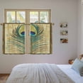 thumbnail image 4 of Retro Peacock Feathers Kitchen Curtains, Vintage Abstract Art Light Filtering Window Curtain Panels, 2Pcs Rod Pocket Window Treatments Set for RV Dining Room Study Room 42x45 Inches, 4 of 9