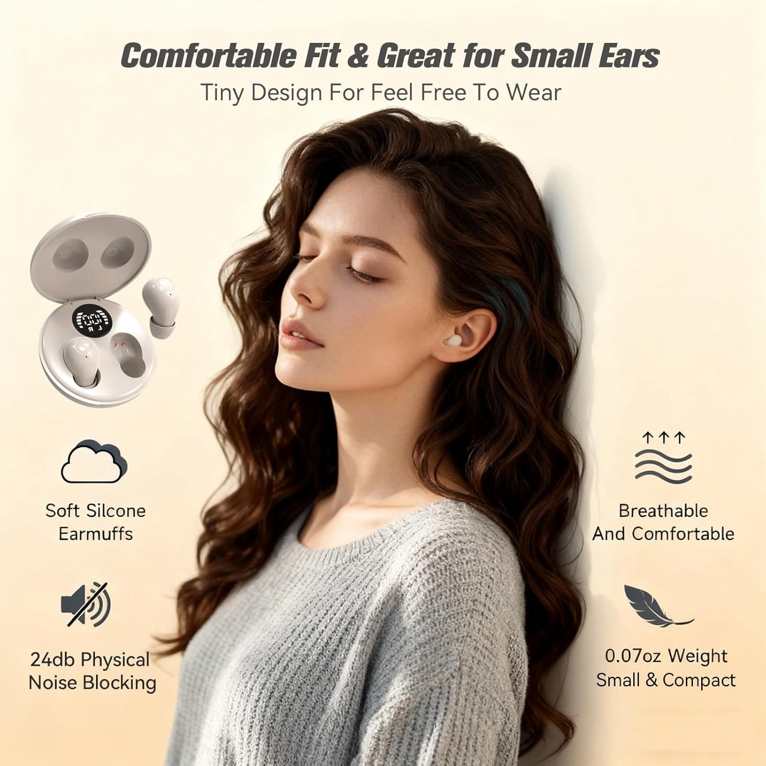 Tone Invisible Earbuds, Wireless Bluetooth Tiny Low Profile Headphones for Small Ears, Discreet Hidden Sleep Ear Buds for Work & Sleeping