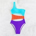 thumbnail image 4 of Aayomet Maillot de Bain avec Coutures à Motifs Colorés (Bleu, G), 4 of 5