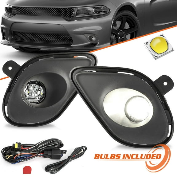 For Dodge Charger SRT 2015-2023 LED Bumper Fog Light Lamp w/ Bracket Wiring Kit