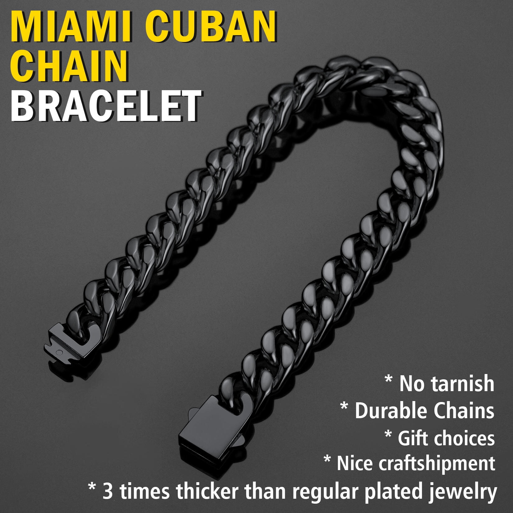 ChainsProMax Black Cuban Link Chain Bracelet Men photo 4
