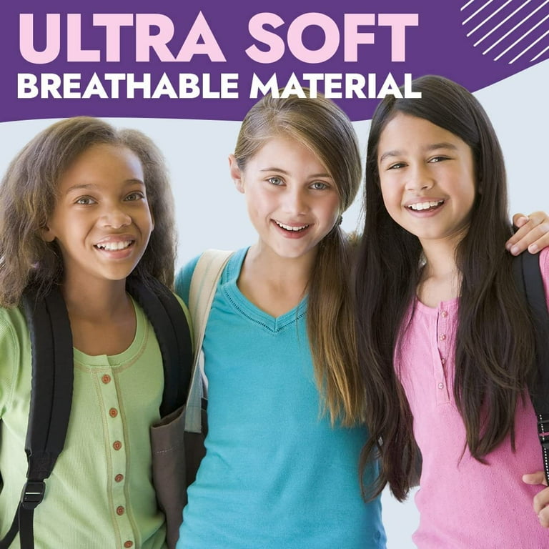 Sweet & Sassy Girls’ Training Bra – 9 Pack Seamless Microfiber V-Neck Cami  Bralette (32A-36A)