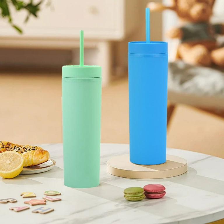 BNNG 16oz Slim Double Wall Tumbler with Straw Lid - BPA-Free Reusable  Travel Mug for Coffee/Water, Leakproof 450ml Cup for Gym/Commute | 20 Color  ...