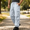 thumbnail image 2 of Mlzmgr Mens Cargo Pants Casual Loose Drawstring Elastic Waist Quick-Dry Joggers Outdoor Athletic Pants with Pockets(XX-Large,Blue), 2 of 9