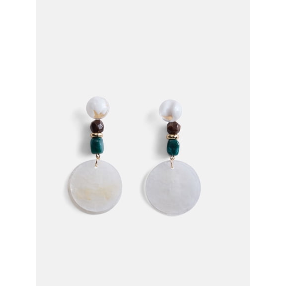 Scoop Women's Gold Tone Beaded Shell Earrings, 1 Pair