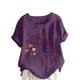 thumbnail image 1 of Camisetas de Manga Corta para las Mujeres Impreso Botón de Manga Corta Camiseta Blusa Poliéster, Ropa Casual Mirar Superior para las Mujeres, 1 of 8