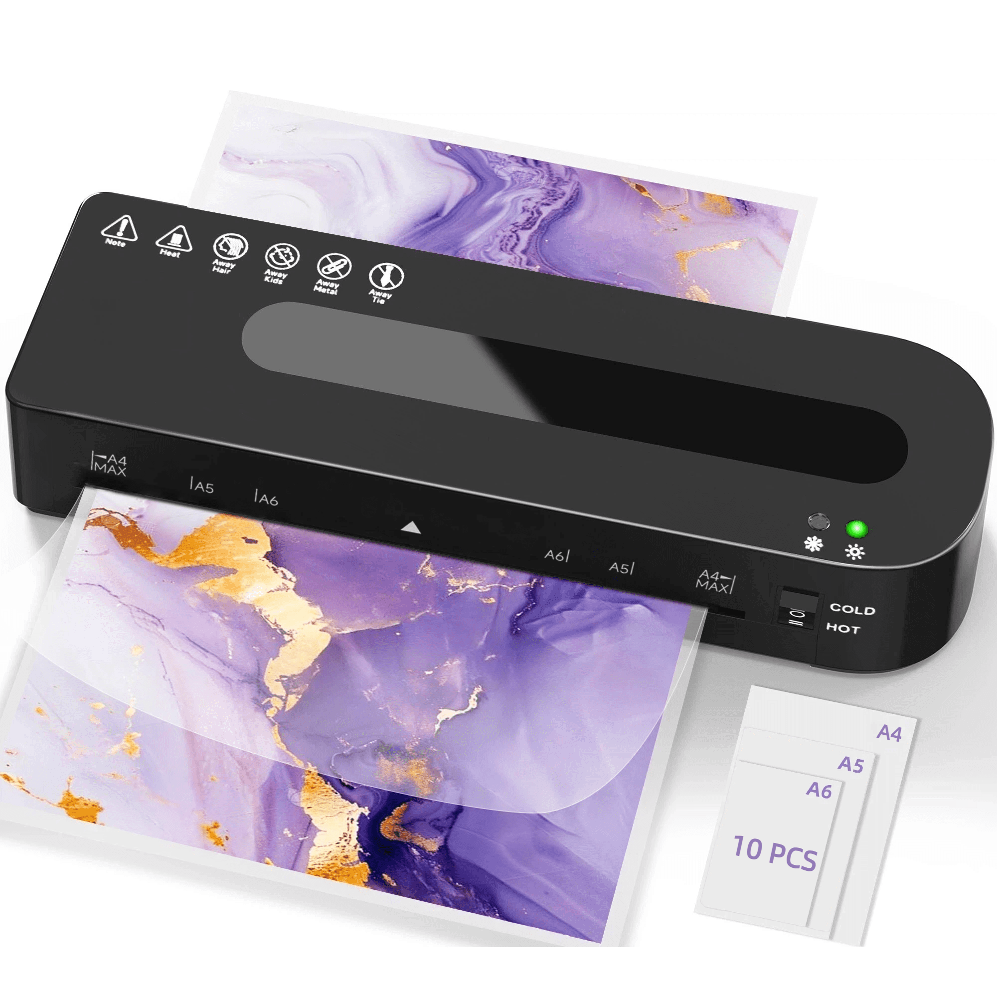Laminator Machine, A4 Laminators Hot & Cold with 10 Laminating Sheets, 9 Inch Laminating Machine for Home, Office, School and Business