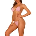 thumbnail image 4 of INSPIRE CHIC Women's Chain Halter Bikini Sets, 2 Piece Ribbed Lace Up Tie Back Triangle Bottoms Swimwear Bathing Suits X-Large Pink, 4 of 5