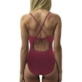 thumbnail image 4 of WAYUTE Womens Swimsuits One Piece Solid Color Tummy Control Triangle Bathing Suits Backless Fashion Slim Fit Comfortable Swimwear, 4 of 6
