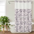 thumbnail image 3 of Purple Floral Leaf No Hook Shower Curtain Waterproof, Bathroom Curtains with Snap in Liners and See Through Top Window, Retro Farmhouse Plant Tree Branch Hotel Style Bathtub Curtains Shower 54"Wx78"L, 3 of 8