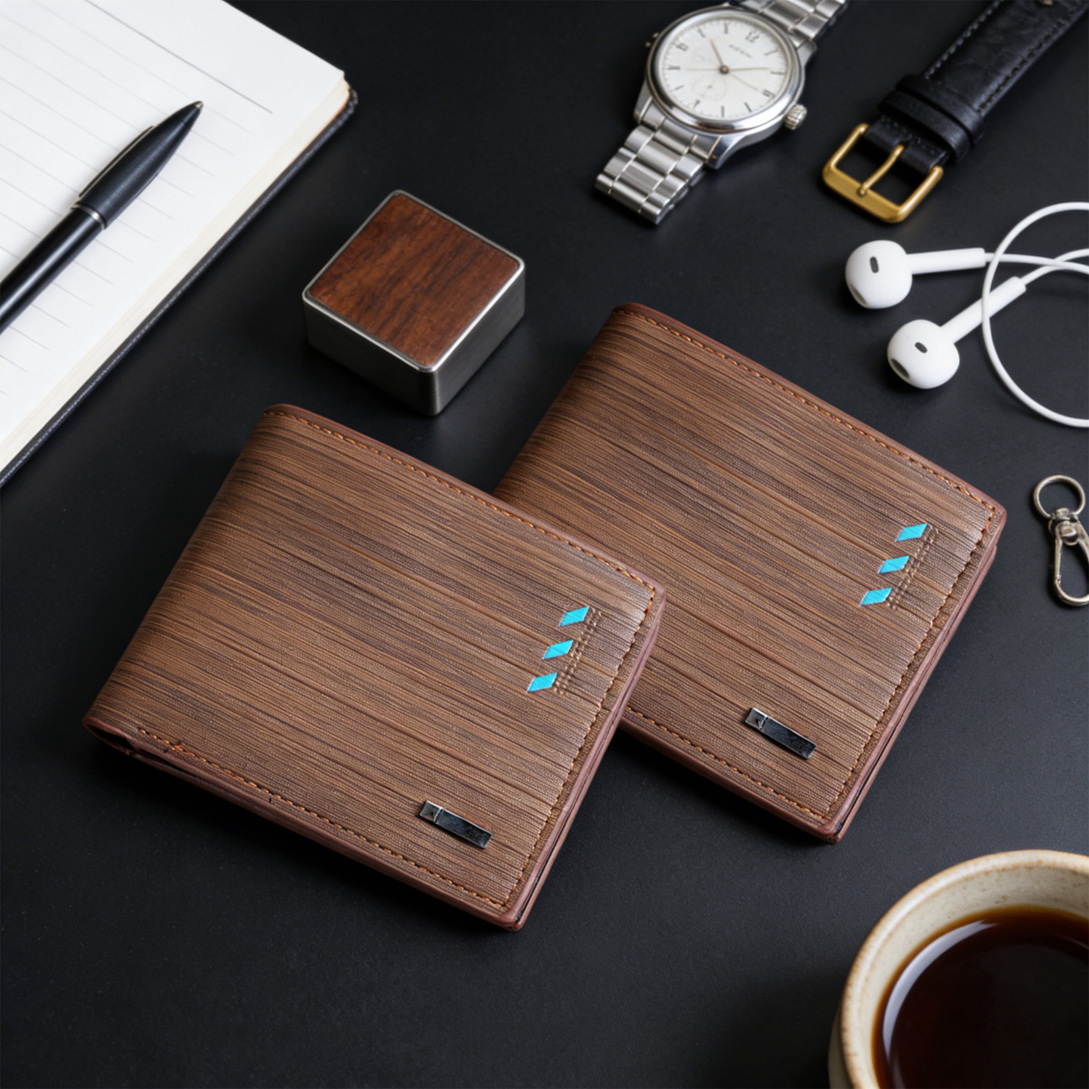 cisilov Wallets for Men, Slim PU Leather Bifold Wallet with ID Window & Zipper Coin Pocket