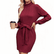 thumbnail image 5 of Vestido tipo túnica de punto con cuello alto para mujer, vestido tipo suéter con lazo, 5 of 7