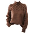 thumbnail image 1 of Jumpingount Suéter de mujer cuello medio alto Color sólido manga larga elástico chica pulóver clima frío Tops Casual interior moda vestir Prendas para la parte del cuerpo Caqui XXL Jumpingount AP013959-05, 1 of 6